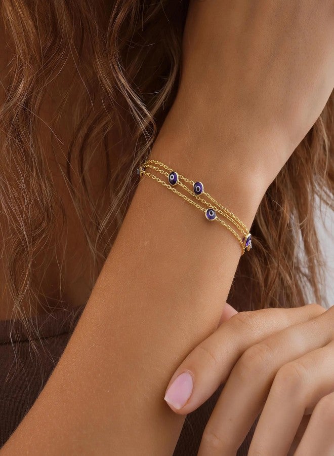 MOZAKA 9pcs Evil Eye Bracelet for Women - 18K Gold Plated Multicolored Evil Eye Bracelets Protection Bracelet Ojo Turco Amulet Lucky Jewelry Gifts with Meaning Card - Image 4